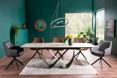 Mesa de comedor extensible porcelánico blanco Infinity