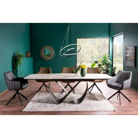 Mesa de comedor extensible porcelánico blanco Infinity