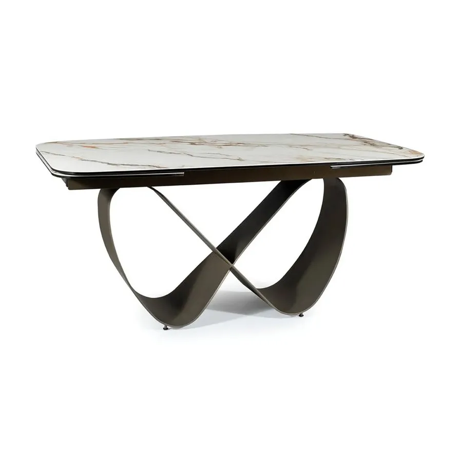 Mesa de comedor extensible porcelánico blanco Infinity