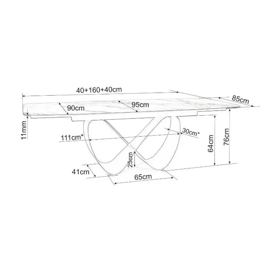 Mesa de comedor extensible porcelánico blanco Infinity