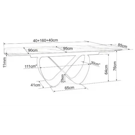 Mesa de comedor extensible porcelánico blanco Infinity