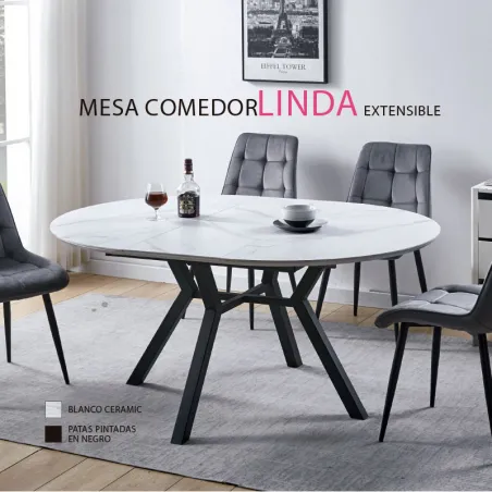Mesa de comedor Linda redonda porcelánica