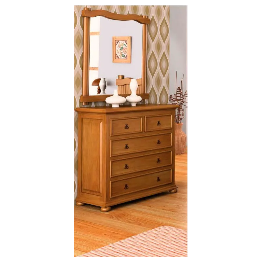COMODA RUSTICA 4 CAJONES MADERA MACIZA