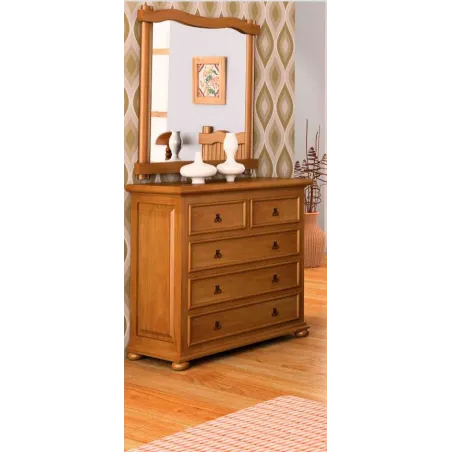 COMODA RUSTICA 4 CAJONES MADERA MACIZA