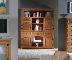 Librería en madera de estilo rústico