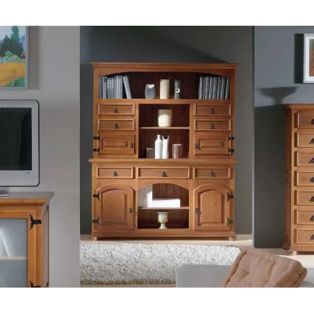 Librería en madera de estilo rústico