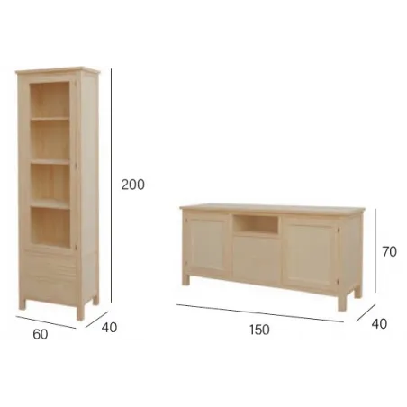 Salón completo madera 195 cm.