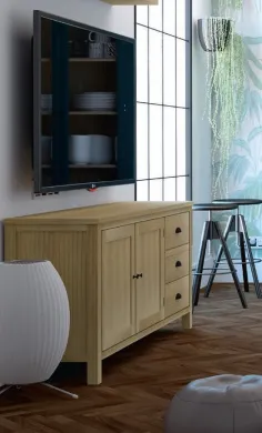 TV colonial 3 cajones madera 150 cm.