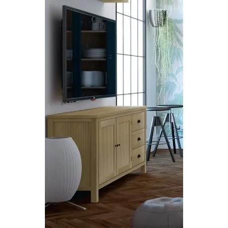 TV colonial 3 cajones madera 150 cm.