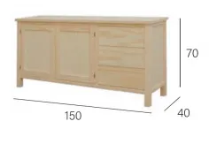 TV colonial 3 cajones madera 150 cm. 2