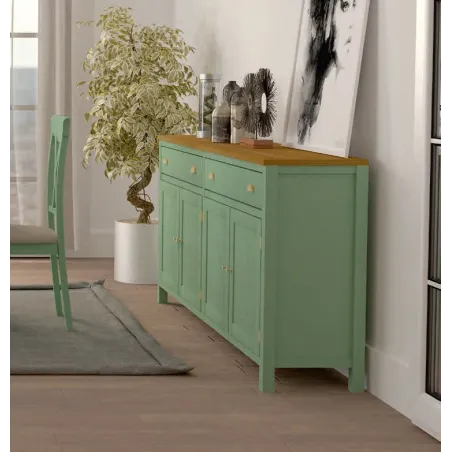 Salón con vitrinas en madera 270 cm.