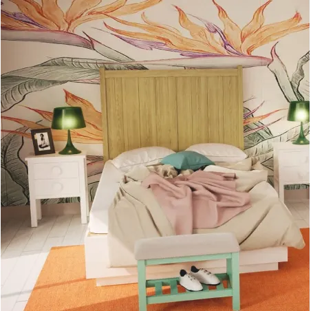 Cabecero rústico individual madera 