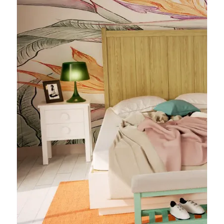 Mesita de noche madera un cajón con patas