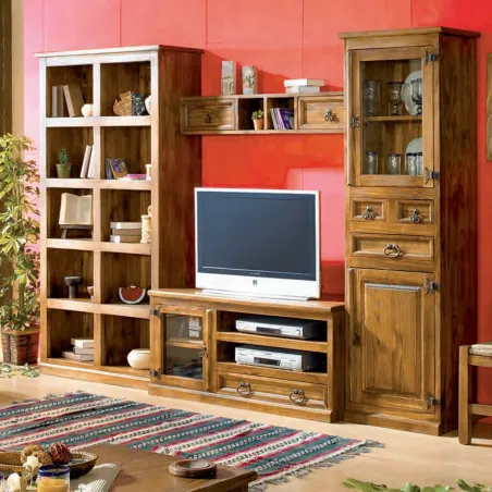 Mueble de salón Mexicano con librero 268 cm.
