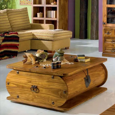 Mesa de centro baúl cuadrado Mexicano
