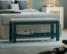 Banqueta descalzadora madera asiento pretapizado