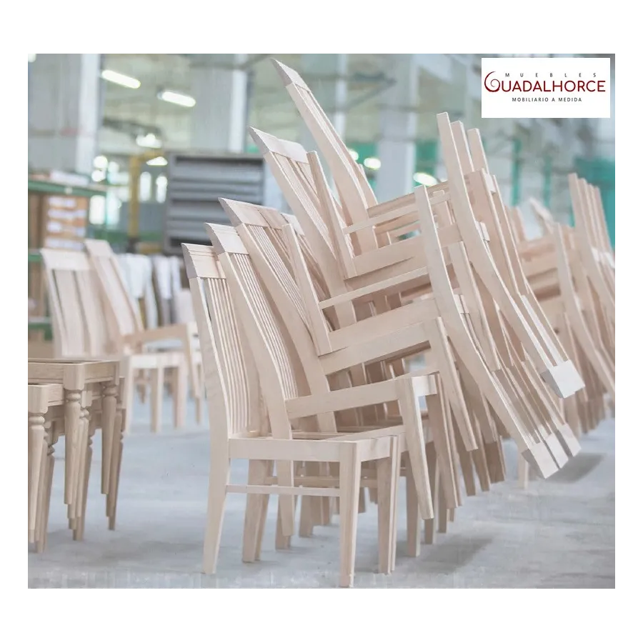 Silla cercha v asiento pretapizado, madera o anea