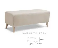 Banqueta tapizada pata madera