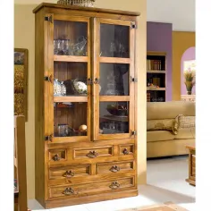 Vitrina Mexicano dos puertas seis cajones