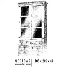 Vitrina Mexicano dos puertas seis cajones 2