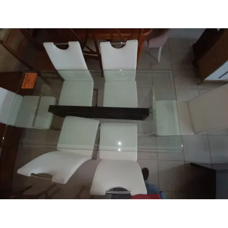 MESA CRISTAL CON SILLAS