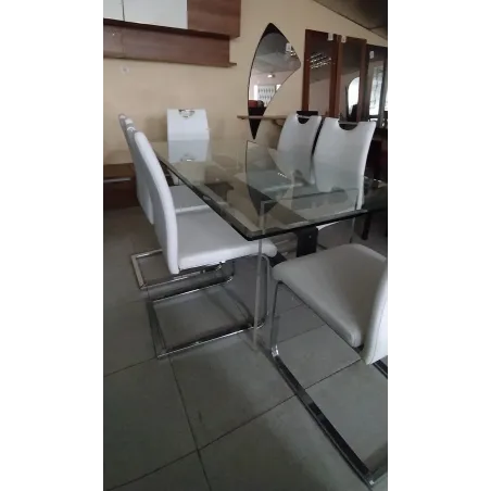 MESA CRISTAL CON SILLAS