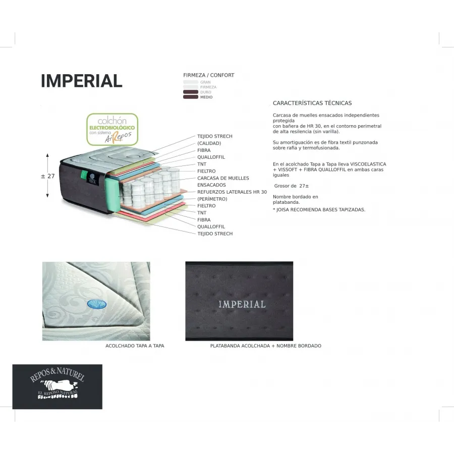 Colchón Imperial de Joisa Repos&Naturel en Mueblesguadalhorce.es