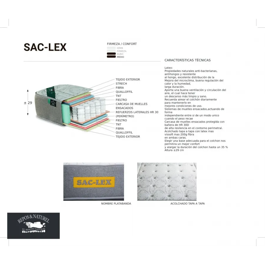 Colchón Sac-Lex de Joisa Repos&Naturel en Mueblesguadalhorce.es