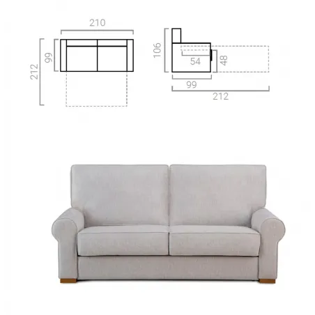 SOFA CAMA INGRID DISEÑO CLÁSICO MECANISMO ITALIANO