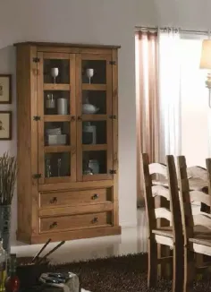 VITRINA VERACRUZ RUSTICA MADERA MACIZA