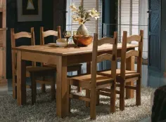 COMEDOR COMPLETO CON CUATRO SILLAS ESTILO RUSTICO ECONOMICO A LA CERA