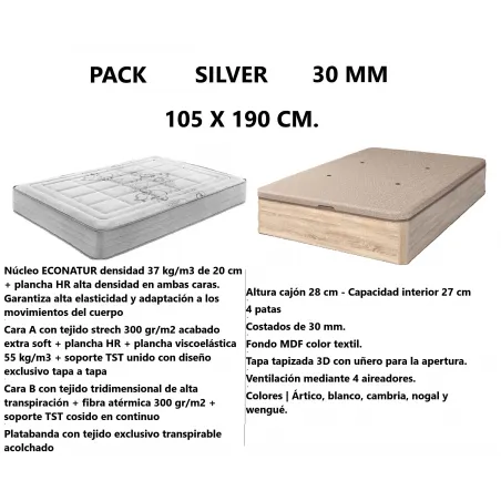 Pack Silver 30 medida 105x190 H25 Viscoelástico