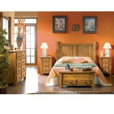 MUEBLES DE DORMITORIO ESTILO MEXICANO MACIZO