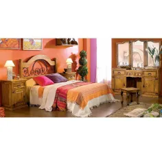 DORMITORIO RUSTICO MADERA MACIZA CON COQUETA