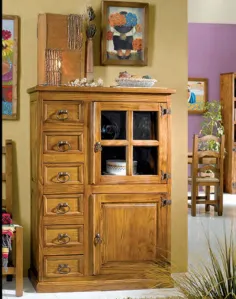 VAJILLERO CON DOS PUERTAS EN MADERA MACIZA