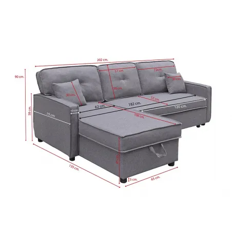 Sofa cama con chaiselongue 2 metros