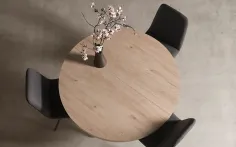 Mesa colonial redonda con pata metálica 2