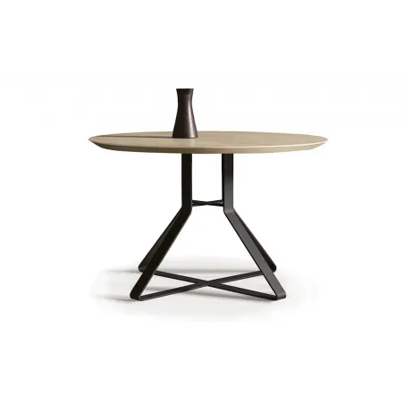 Mesa colonial redonda con pata metálica