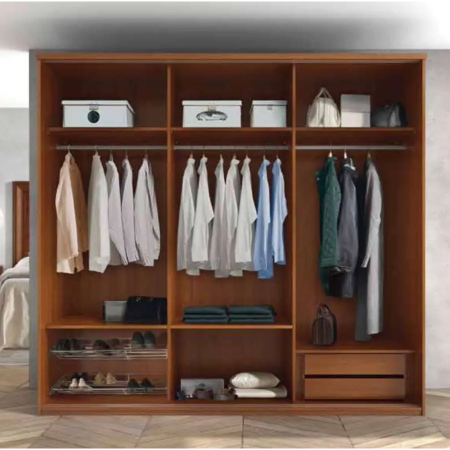 Armario corredera tres puertas puertas madera/espejo en diseño clásico con moldura