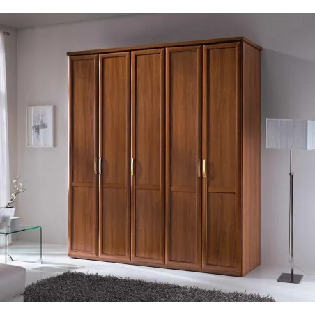 Armario clásico cinco puertas madera/espejo