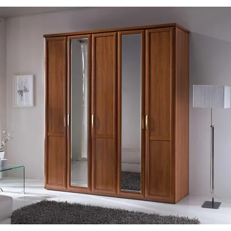 Armario clásico cinco puertas madera/espejo