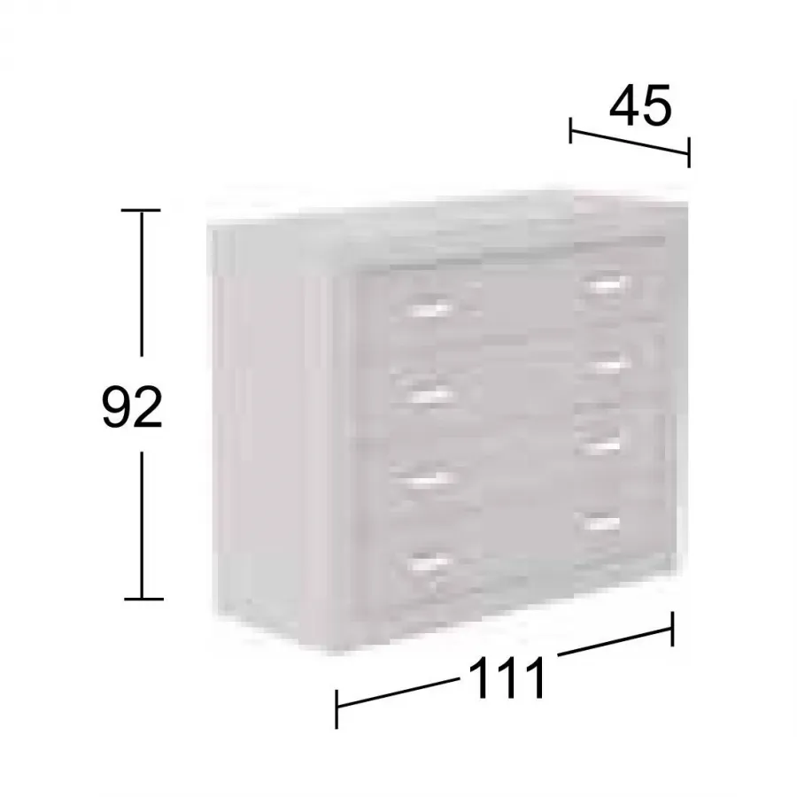 Dormitorio con cómoda y espejo linea clásica colección Parma